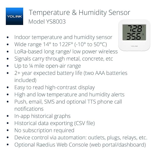 YoLink Smart Wireless Temperature & Humidity Sensor, Wide Temp Range - Image 2