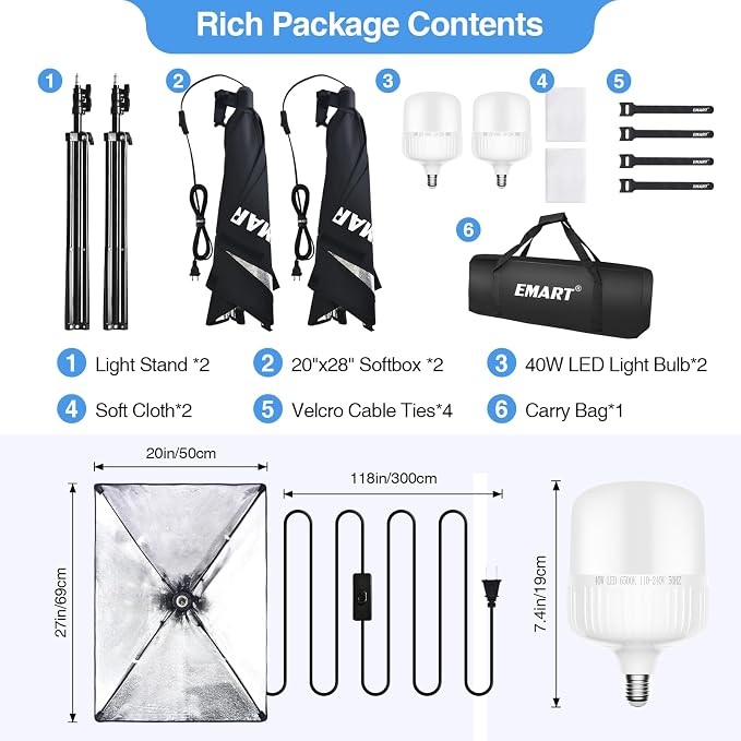 EMART Softbox Photography Lighting Kit, Studio Lights - Image 7