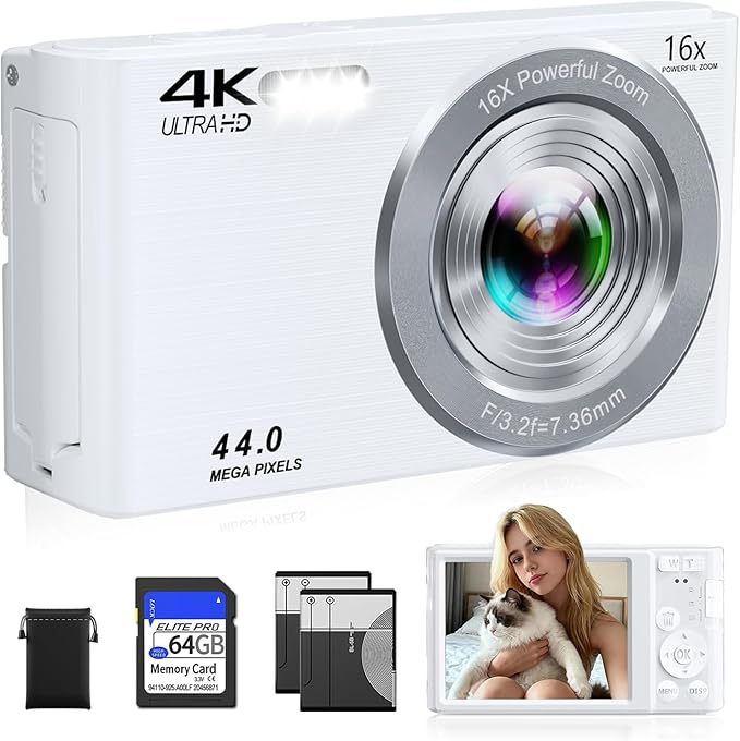 Digital Camera 4K, Autofocus Digital Compact Digital Camera, 16X Digital Zoom by CEYE