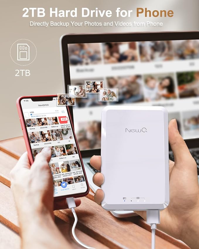 NEWQ Hard Drive for Phone Computer: 2 TB Photo Stick Portable Storage Device - Image 2