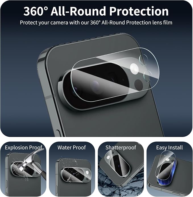 4-Pack Camera Lens Protector for Google Pixel 10 Pro, Tempered Glass Camera - Image 4