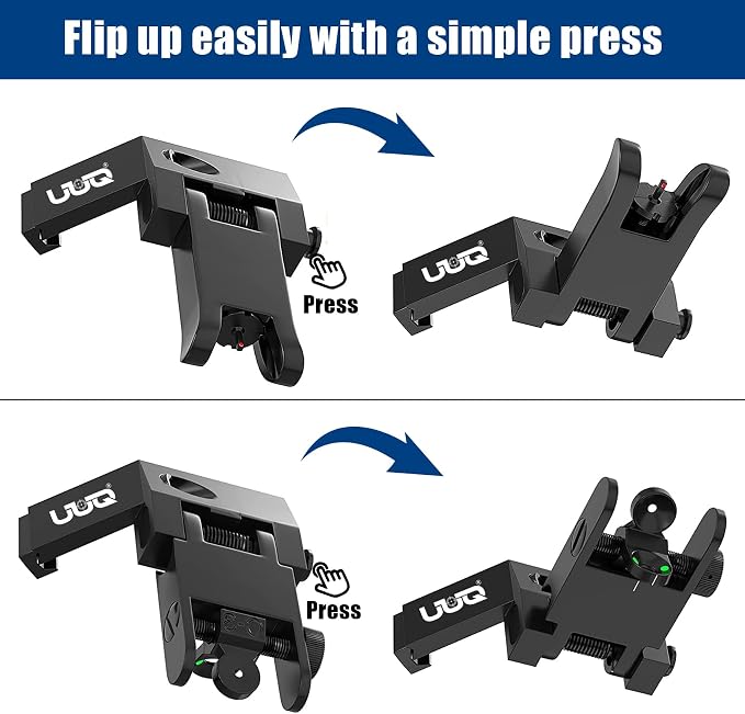 UUQ 45 Degree Offset Fiber Optic Iron Sights, Flip Up Front Rear Sites - Image 4