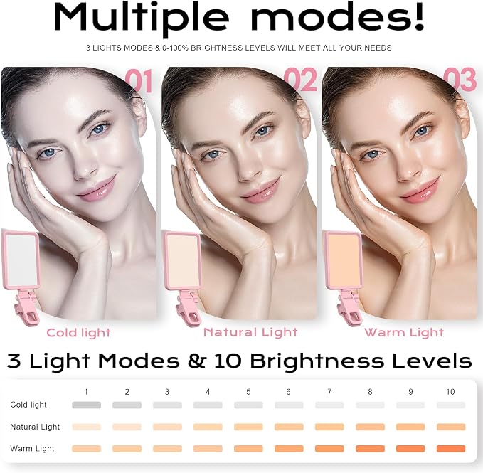 Rechargeable Soft Selfie Light for Phone, 4-14H Battery Portable LED Light for - Image 2