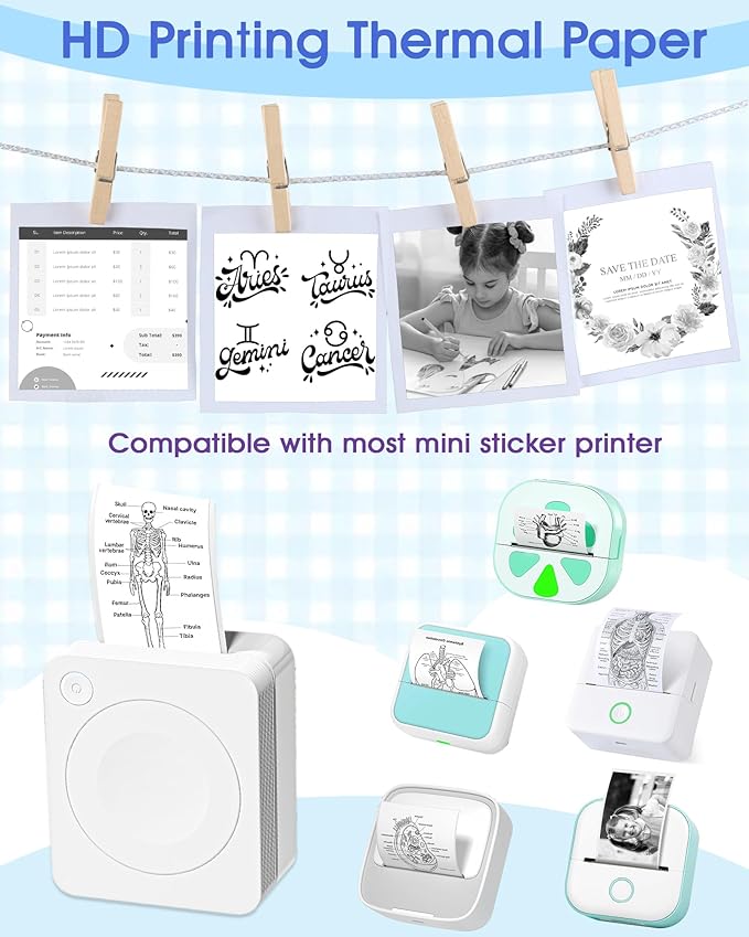 12 Rolls Mini Thermal Printer Sticker Paper Self-Adhesive, Notebuddy Mini - Image 3