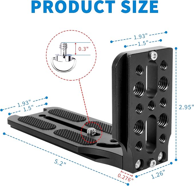 DSLR Camera L Bracket with 1/4" & 3/8" Screw Hole, Vertical Horizontal - Image 7