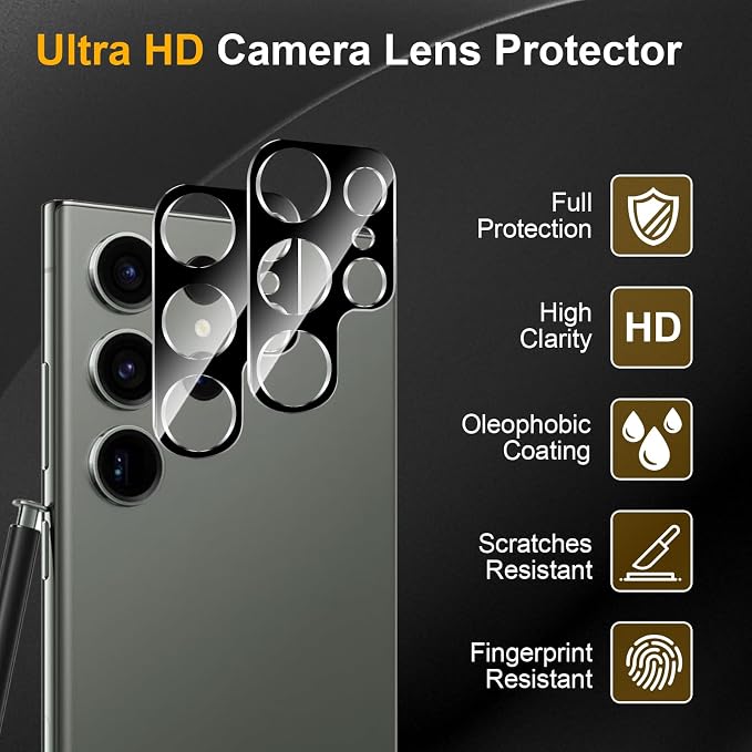 3 Pack Camera Lens Protector for Samsung Galaxy S23 Ultra, Tempered Glass - Image 5