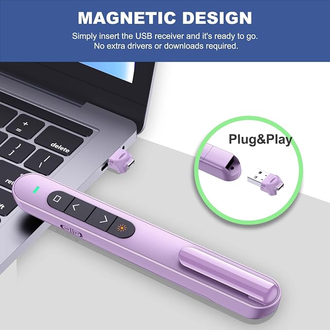 QUI Presentation Clicker with Volume Control, 2.4GHz USB Wireless Presenter - Image 5