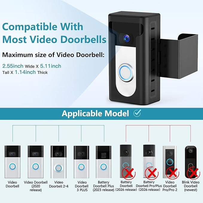 KIMILAR 2024 Upgrade Anti-Theft Video Doorbell Mount, Not Block Doorbell Motion - Image 2