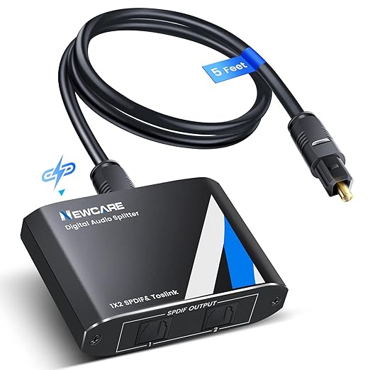 NEWCARE Digital Optical Splitter 1 in 2 Out, SPDIF Toslink Optical Audio Cable by NEWCARE