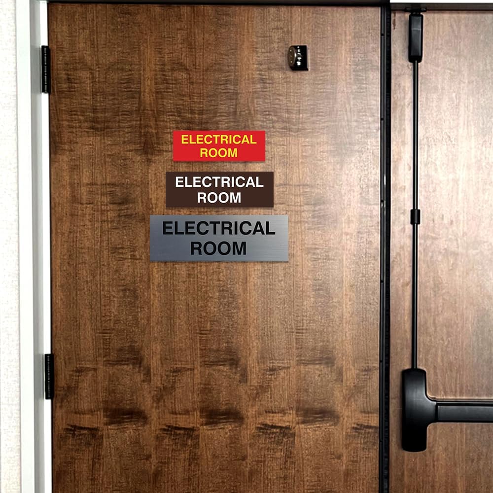 All Quality Basic Electrical Room Door/Wall Sign | Durable Construction | Building Safety - Ivory/Dark Brown - Medium (1 Pack)
