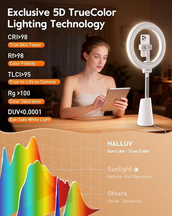 Ring Light for Makeup and Video Recording, Touch Control, Dimmable LED Selfie - Image 3
