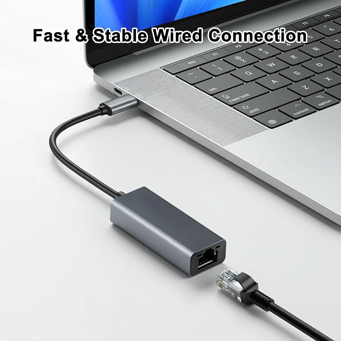 USB C to Ethernet Adapter, Portable 1-Gigabit Network Hub, 10/100/1000 Mbps - Image 2