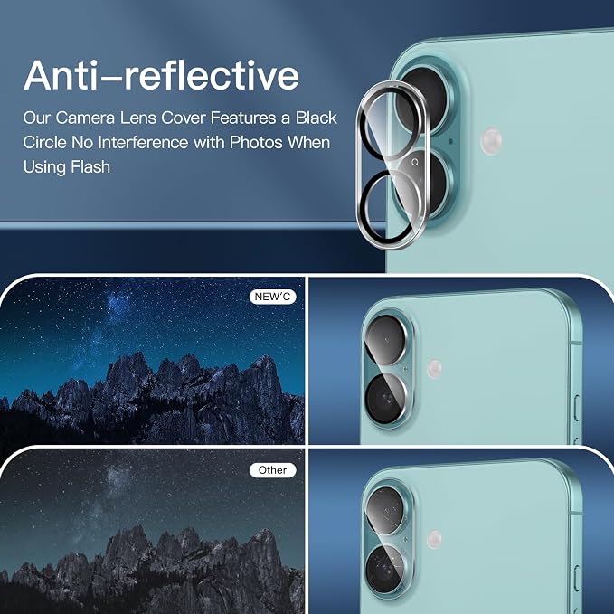 NEW'C 3x Privacy for iPhone 16 Plus Screen Protector+ 3x Camera Lens Protector - Image 5
