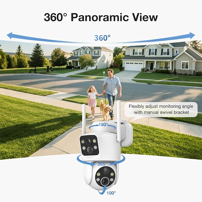 TKENPRO 2 Pack Dual Lens Solar Security Cameras Wireless Outdoor, 2K Full HD - Image 4