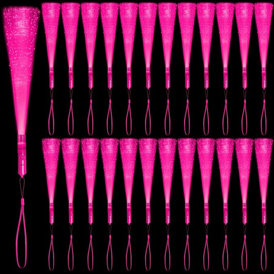 12 Pack Pink Glow Sticks Light Up Fiber Optic Stick Glow Wands Bulk by NUDALA