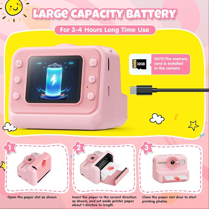 HiMont Kids Camera Instant Print, 1080P HD Instant Print Camera - Image 7