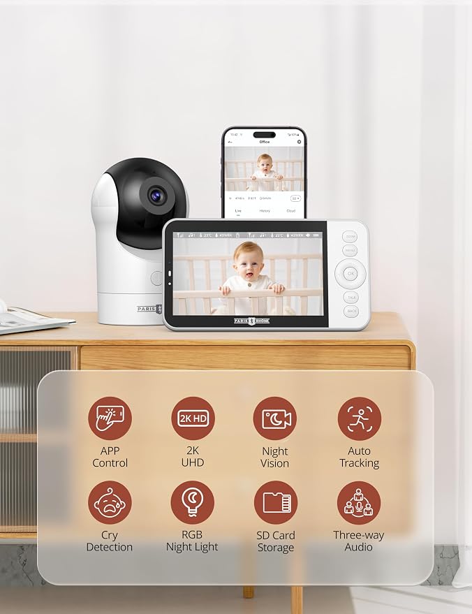 PARIS RHÔNE 2K Split-Screen Baby Monitor, 5” Smart Video Baby Monitor - Image 9