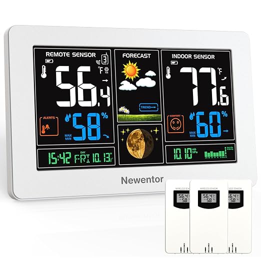 Newentor Weather Station Wireless Indoor Outdoor Thermometer, Color Display by Newentor