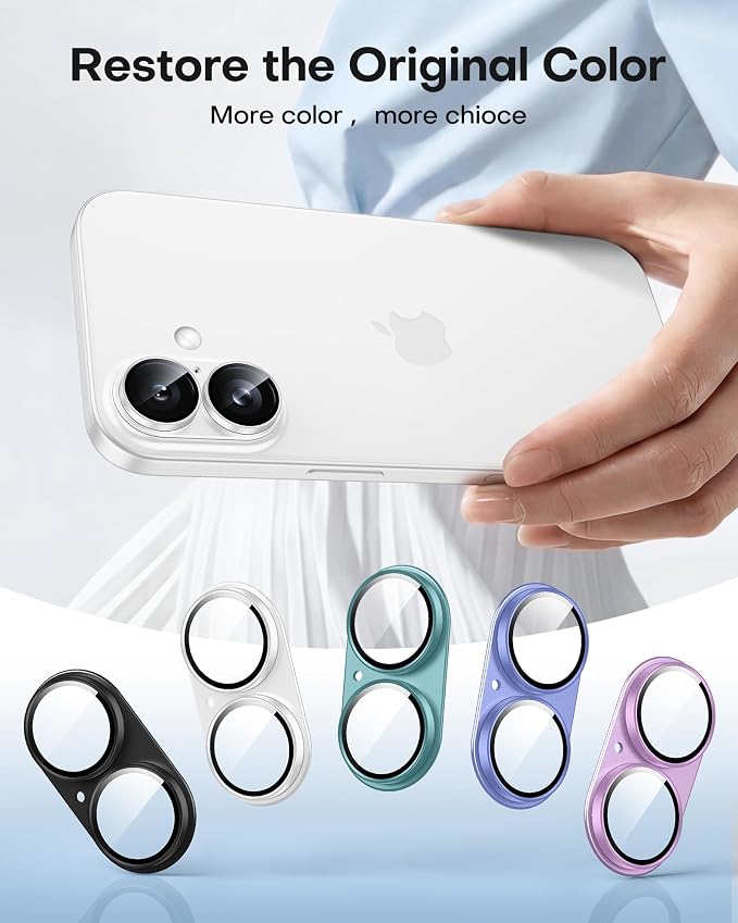 TAURI 2 Pack for iPhone 16/16 Plus Camera Lens Protector, Full Coverage - Image 6