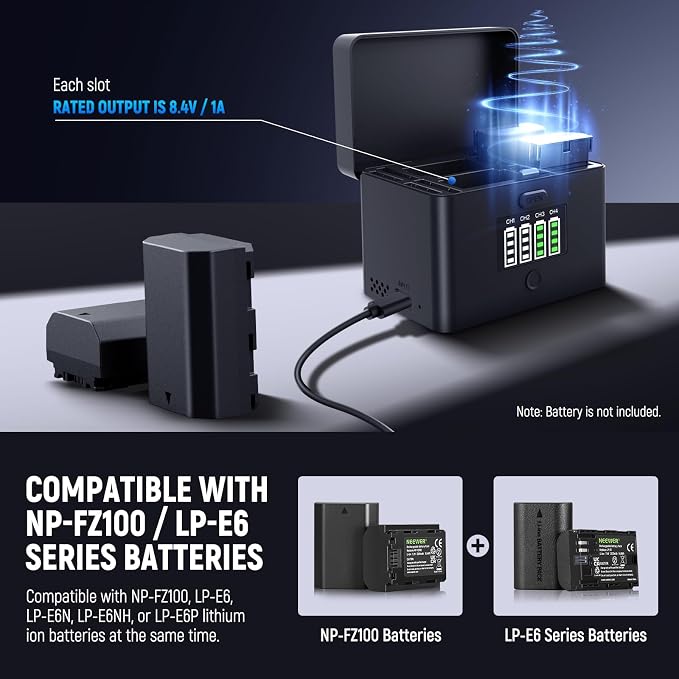NEEWER NW-ZP4 2in1 Four Channel USB Camera Battery Charger - Image 2