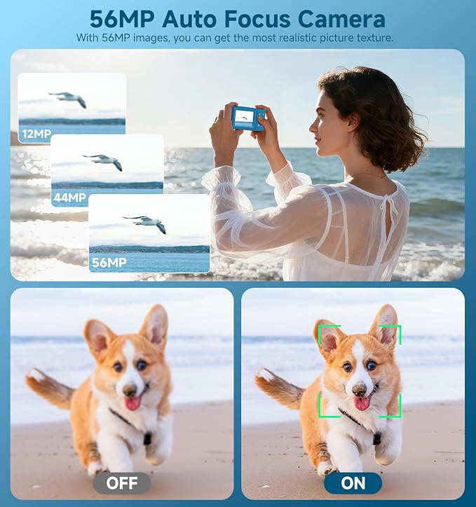 Digital Camera, 56MP Dual Screen Autofocus Vlogging Camera, 16X Zoom Point and - Image 3