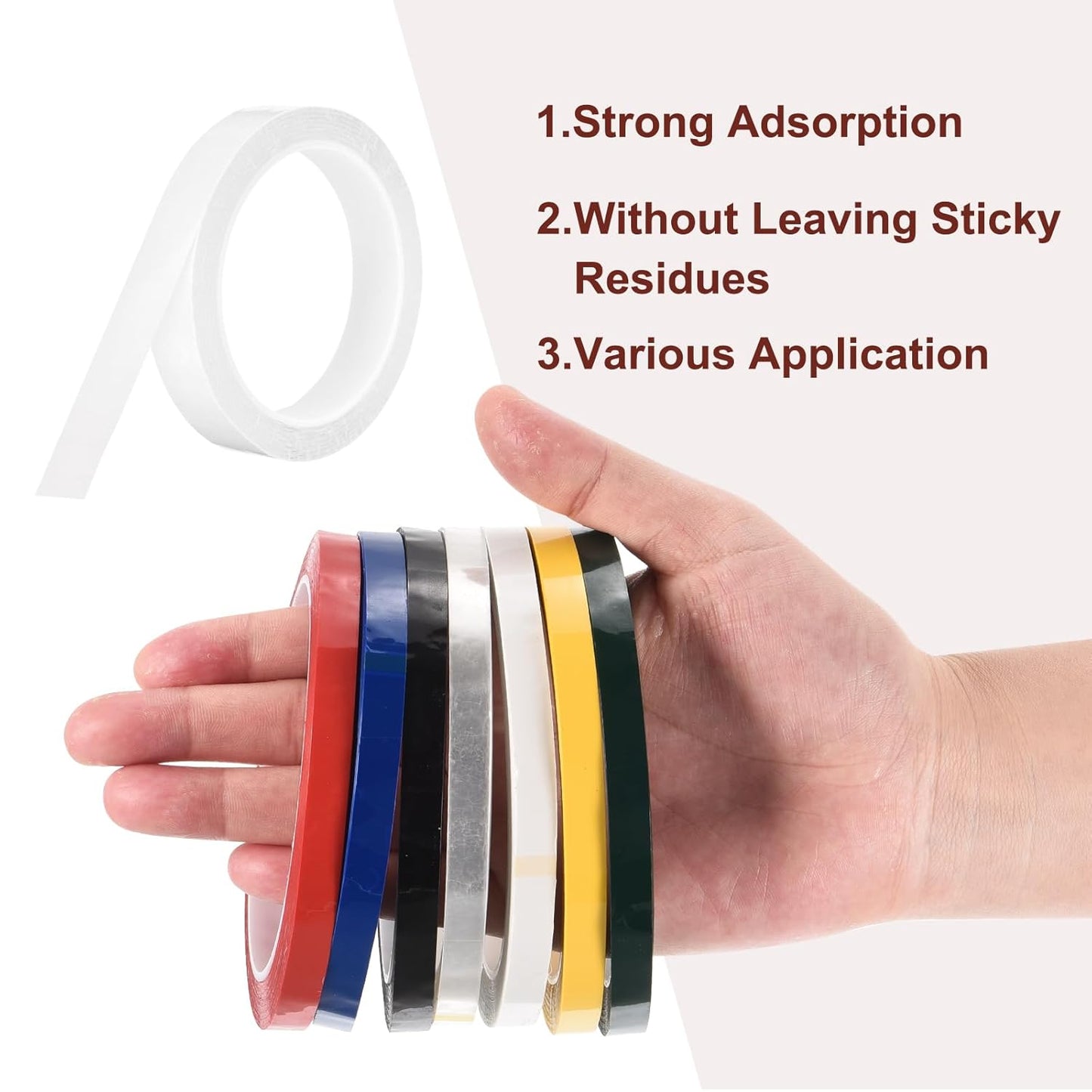 MECCANIXITY 6 Rolls Whiteboard Tape Graphic Chart Tape 18mm 54.7 Yard Art Tape Thin Self-Adhesive Pinstripe Tape Masking Tape for Gift Wrapping Craft Supplies, White