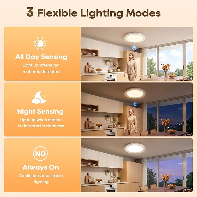 2 Pack Rechargeable Motion Sensor Ceiling Light, 8000mAh Battery Operated - Image 5