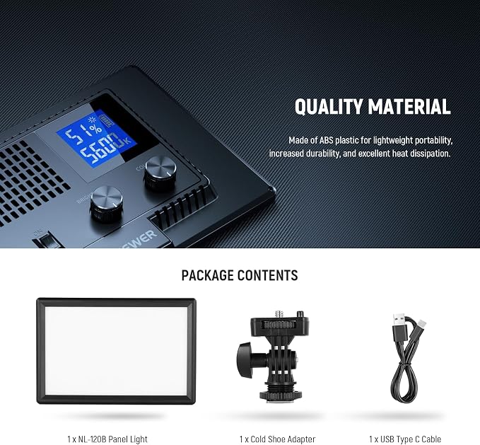 NEEWER Basics 9" LED Video Light Panel, 3200-5600K Edge Lit Dimmable Camera - Image 9