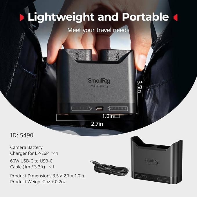 SMALLRIG LP-E6P LP-E6NH LP-E6N LP-E6 Battery Charger - Image 8