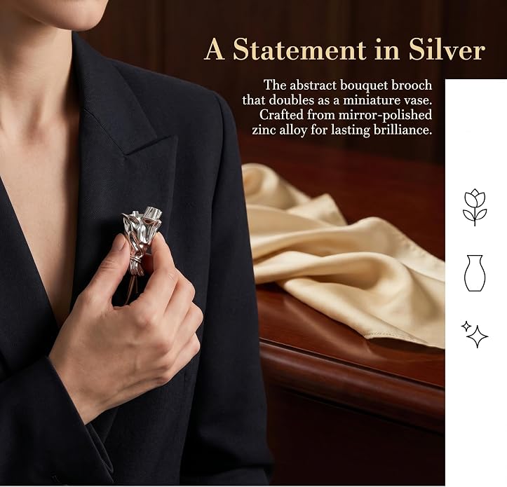 2PCS Metal Branch Shaped Flower Insert Brooch Pins, Wearable Corsage Holders - Image 3