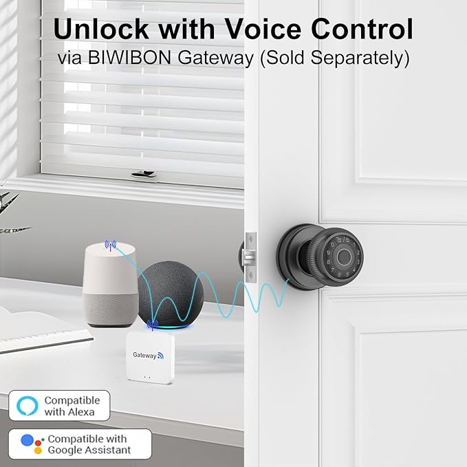 BIWIBON 4-in-1 Smart Door Knob, Fingerprint Door Knob - Image 7