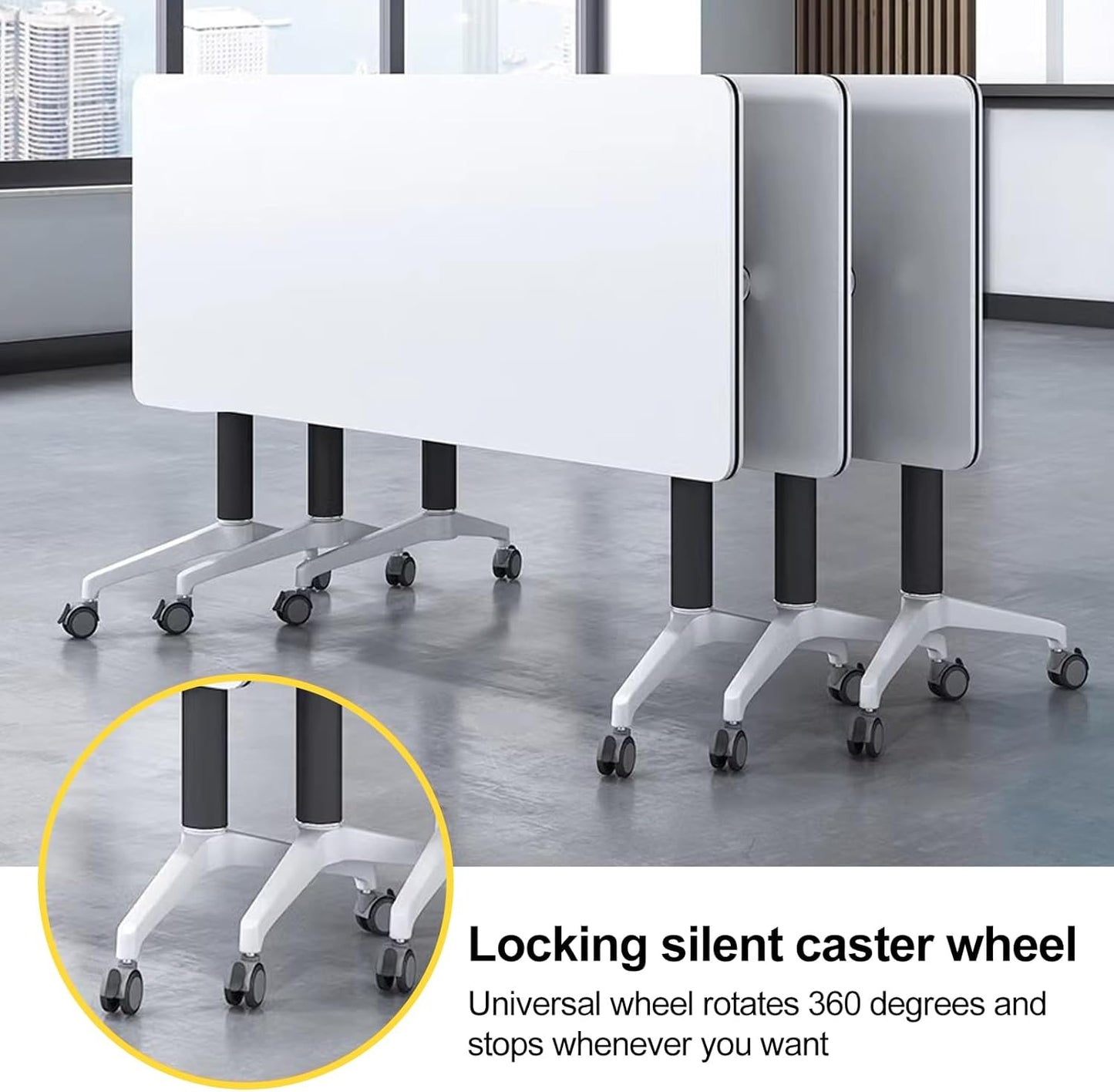 Conference Room Table with Flip-Top Design for Dynamic Meetings, Business Table Computer Desk with Heavy-Duty Frame,Foldable Seminar Meeting Tables for Home Office (2, E, 61IN)