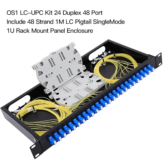 24 Duplex 48 Port LC-OS1 Rack Mount Enclosure Box Fiber SingleMode LC-UPC Kit - Image 2
