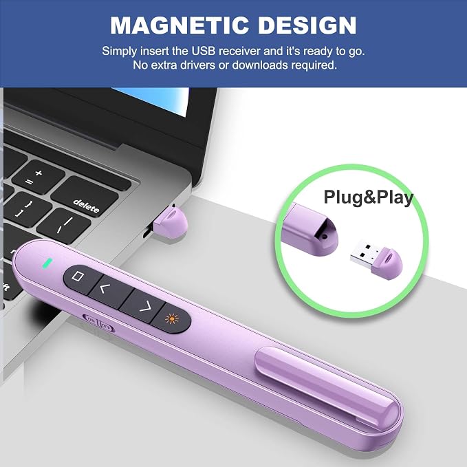 QUI Presentation Clicker with Volume Control, 2.4GHz USB Wireless Presenter - Image 4
