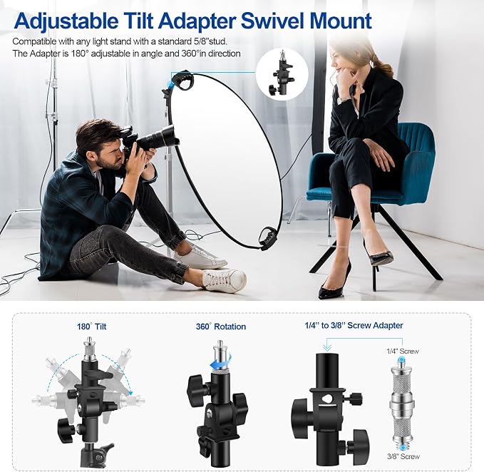 WELLMAKING 32'' Photography Reflector Dual Handle Collapsible 5-in-1 - Image 4