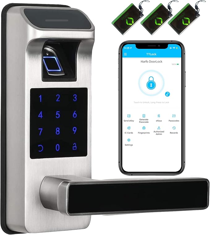 Smart Door Lock, Heavy Duty 5 in 1 Keyless Entry Door Lock, Full App Control by HARFO
