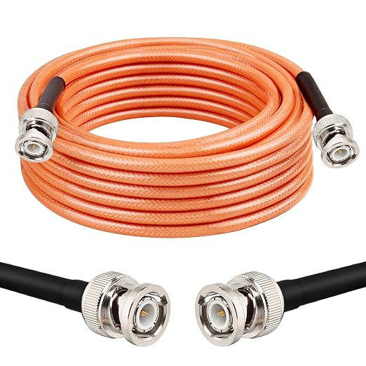 MOOKEERF RG142 BNC Male to BNC Male Coaxial Cable 25FT 50 ohm Ultra Low Loss by MOOKEERF