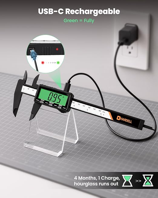 HARDELL Rechargeable Digital Caliper 6", Plastic Calipers - Image 2