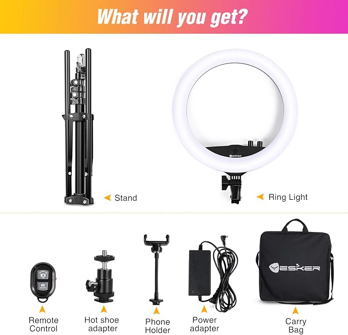 Ring Light with Tripod Stand, Yesker 14 Inch LED Ringlight Kit with Phone - Image 9