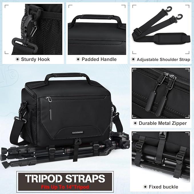 RAINSMORE Camera Bag, Small DSLR/SLR/Mirrorless Camera Sling Bag Waterproof - Image 6