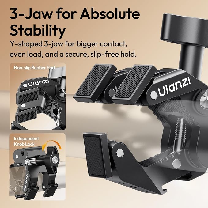 ULANZI CO78 Super Clamp Mount, 3-Jaw Y-Shape Super Clamp - Image 3