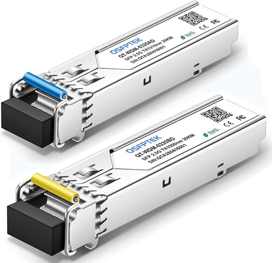 1 Pair 2.5Gbase-BIDI 20KM SFP Module, Gigabit Fiber Ethernet Transceiver by QSFPTEK