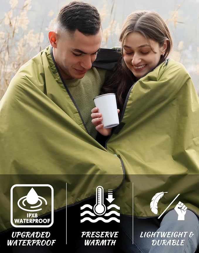 DUKUSEEK Waterproof Blanket Outdoor, Hooded Blanket Poncho - Image 4