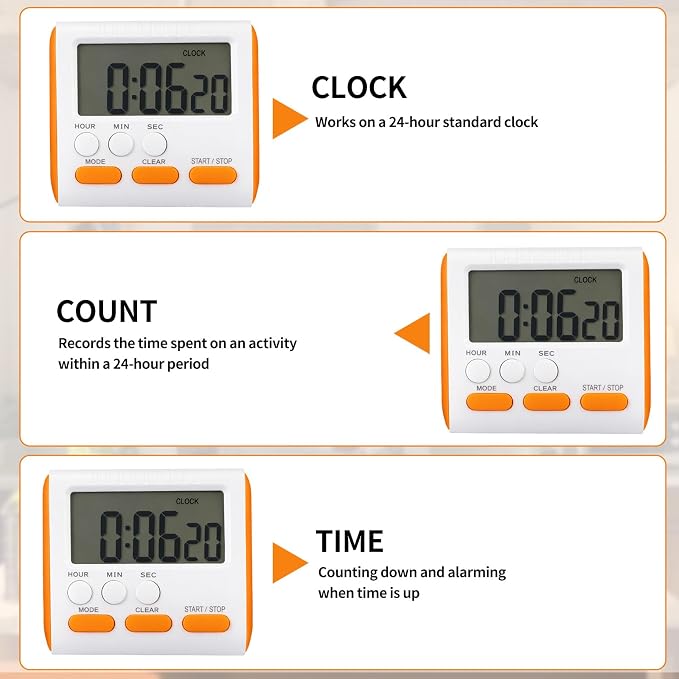 Mudder 3 Pack Digital Kitchen Timer - Image 3