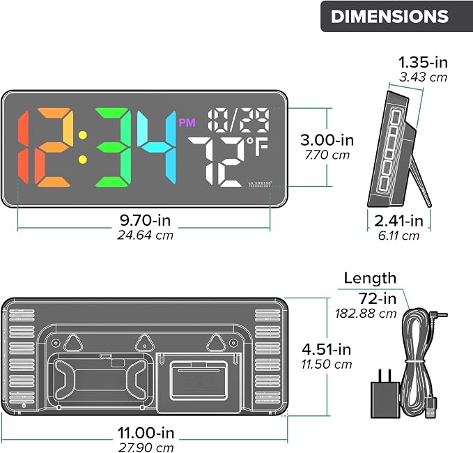 La Crosse Technology 513-1411 Color-Changing Digital LED Wall Clock - Image 10