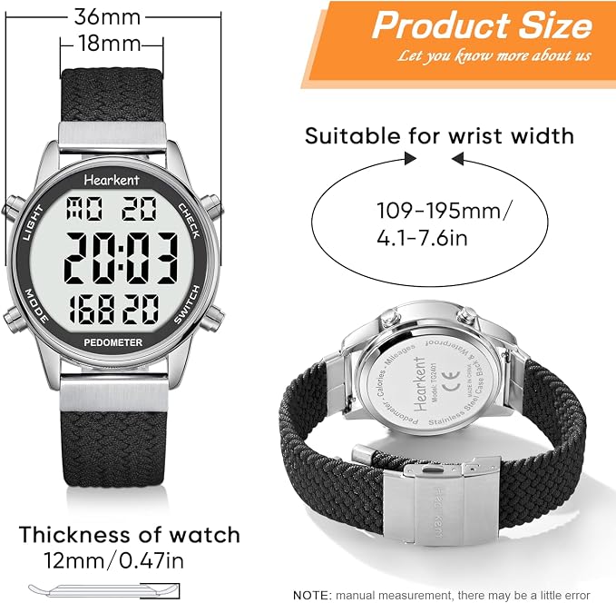 Hearkent Pedometer Watch for Walking Steps and Miles-Men&Women-Step Counter for - Image 2