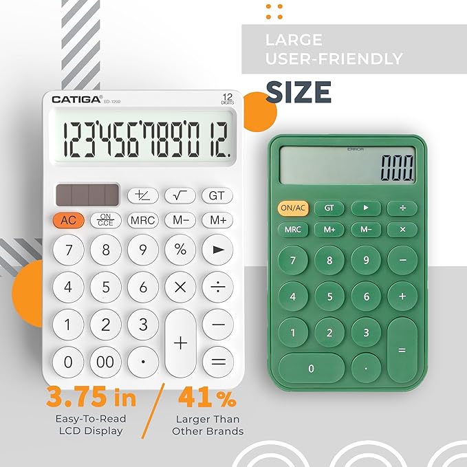 CATIGA 12 Digit Desktop Calculator Basic Desk Calculator - Image 2