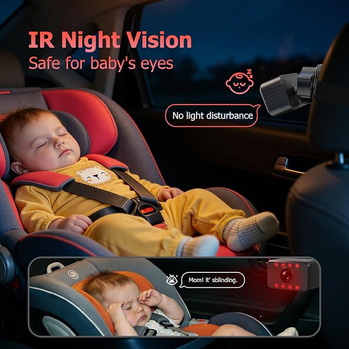 Itomoro Baby Car Camera for 2 Kids, 7 Inch HD 1080P Split Screen Dual Car - Image 4