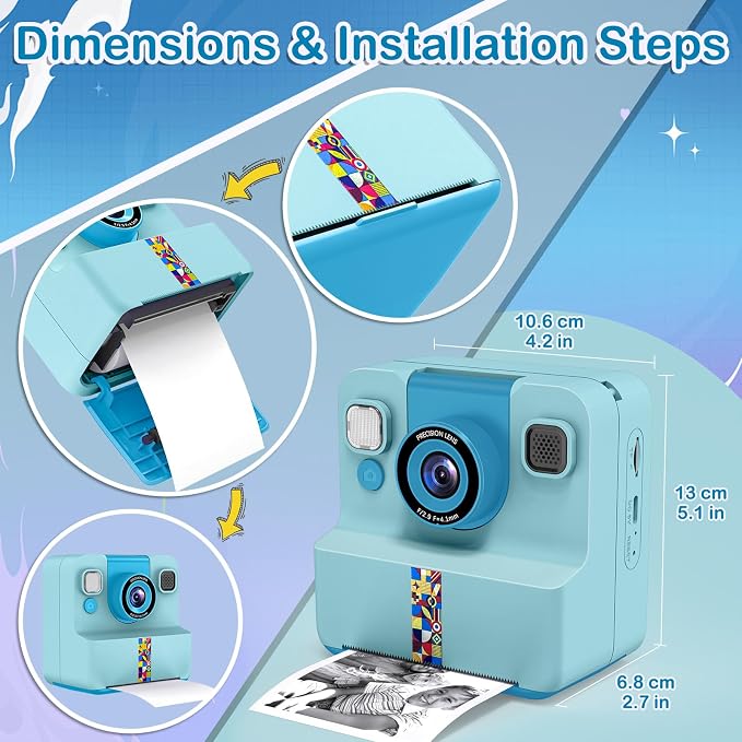 Nreonrick Kids Camera Instant Print, Selfie Toddler Digital Instant Camera - Image 6