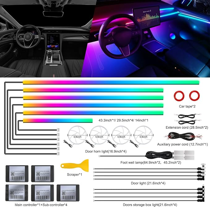 Dreamcolor Acrylic Interior Car LED Strip Light - Image 3